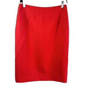 Eccoci Women's Scarlet Red Wool Knee Length Lined Pencil Skirt Sz 4